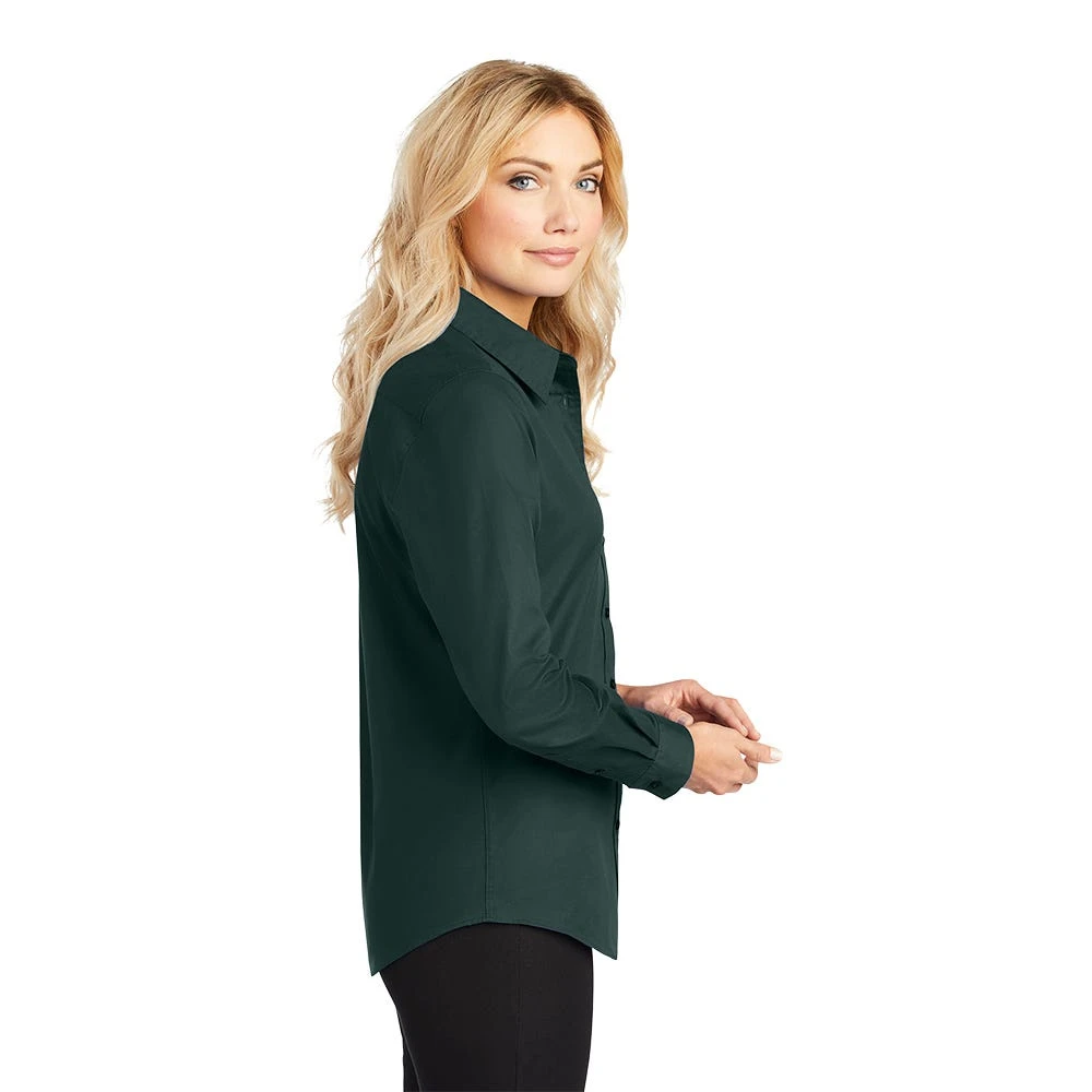Port Authority Shirts: Women's Green Cotton/Poly Woven Shirt L608 DGR 6 Port Authority Shirts: Women's Green Cotton/Poly Woven Shirt L608 DGR - Image 4