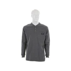 MCR Safety: Men's H1G Gray Flame Resistant (FR) Long Sleeve Henley Shirt -Work Clothes Store mcr h1g 1 xhiresedit