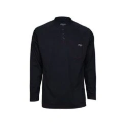 MCR Safety: Men's H1N Navy Flame Resistant (FR) Long Sleeve Henley Shirt