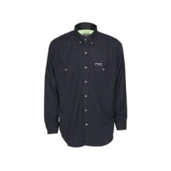 MCR Safety Shirts: Men's SBS1002 Navy FR Summit Breeze Vented Underarms Long Sleeve Button Down Shirt