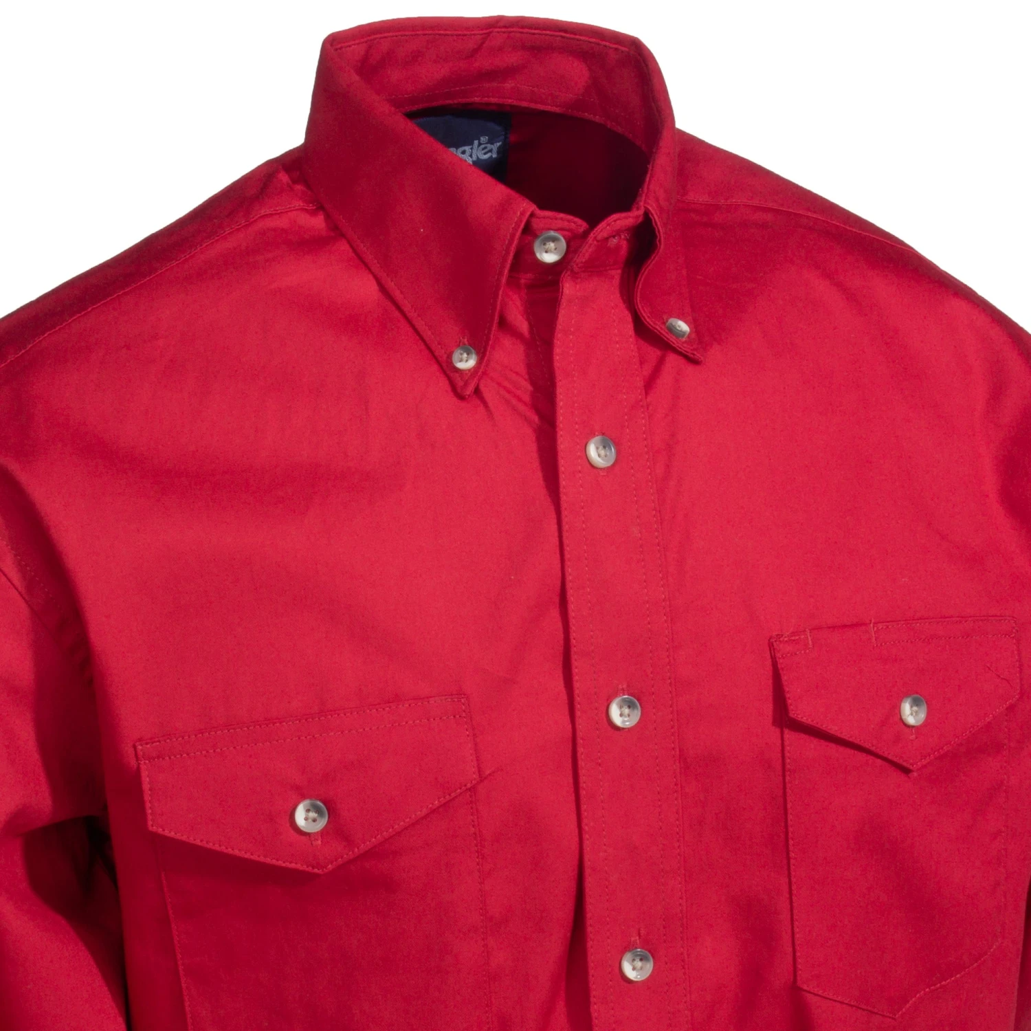 Wrangler Shirts: Men's Red MP3522 R Twill Long Sleeve Western Shirt 3 Wrangler Shirts: Men's Red MP3522 R Twill Long Sleeve Western Shirt