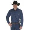 Wrangler Shirts: Men's MS70119 Blue Authentic Cowboy Cut Work Shirt -Work Clothes Store ms70119 bf01 swff prd