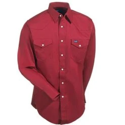 Wrangler Shirts: Men's Red MS70619 Cowboy Cut Long Sleeve Twill Shirt -Work Clothes Store ms70619 wranglerf 01