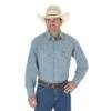 Wrangler Shirts: Men's MS70919 Chambray Authentic Cowboy Cut Work Shirt -Work Clothes Store ms70919 bf01 swff prd