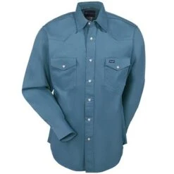 Wrangler Shirts: Men's Dark Teal MS71419 Cowboy Cut Twill Long Sleeve Shirt -Work Clothes Store ms71419 wranglerf 01