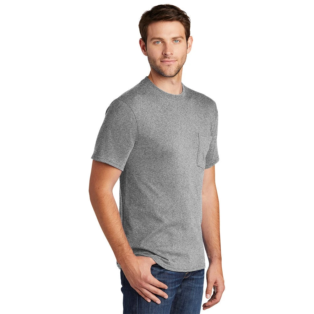 Port & Company Shirt: Men's PC54P AH Athletic Heather Core Cotton Pocket Tee 3 Port & Company Shirt: Men's PC54P AH Athletic Heather Core Cotton Pocket Tee