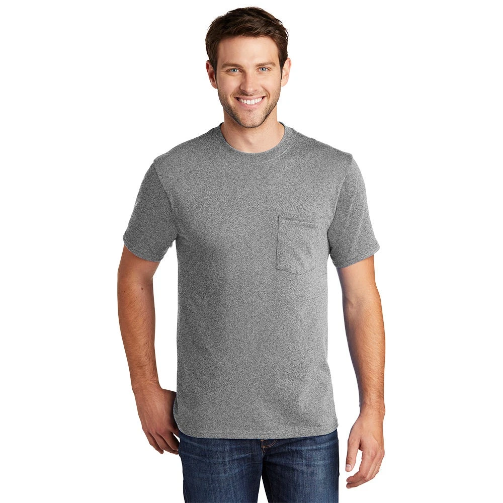 Port & Company Shirt: Men's PC54P AH Athletic Heather Core Cotton Pocket Tee 5 Port & Company Shirt: Men's PC54P AH Athletic Heather Core Cotton Pocket Tee - Image 3