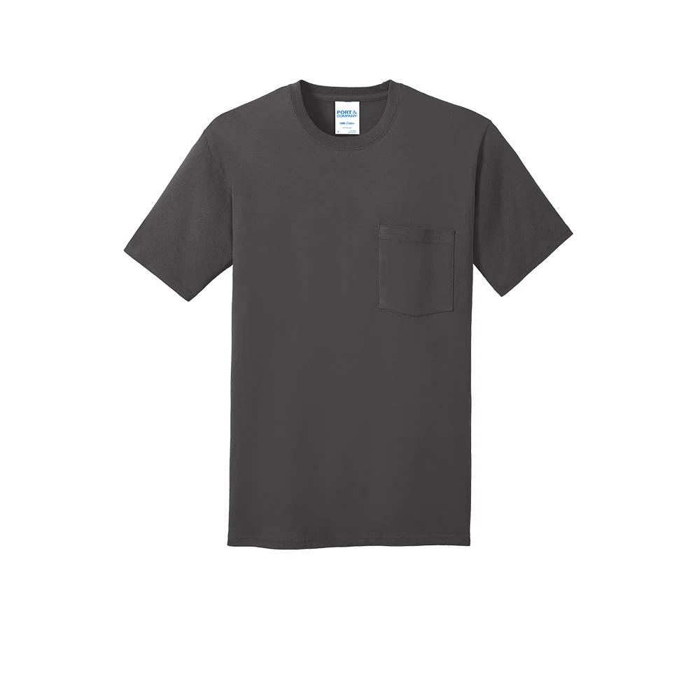 Port & Company Shirt: Men's PC54P CHR Charcoal Core Cotton Pocket Tee 7 Port & Company Shirt: Men's PC54P CHR Charcoal Core Cotton Pocket Tee - Image 5