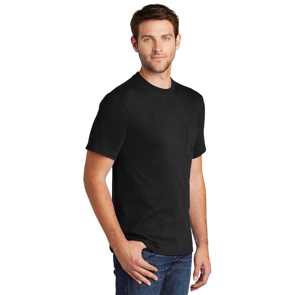 Port & Company Shirt: Men's PC54P JB Jet Black Core Cotton Pocket Tee 3 Port & Company Shirt: Men's PC54P JB Jet Black Core Cotton Pocket Tee
