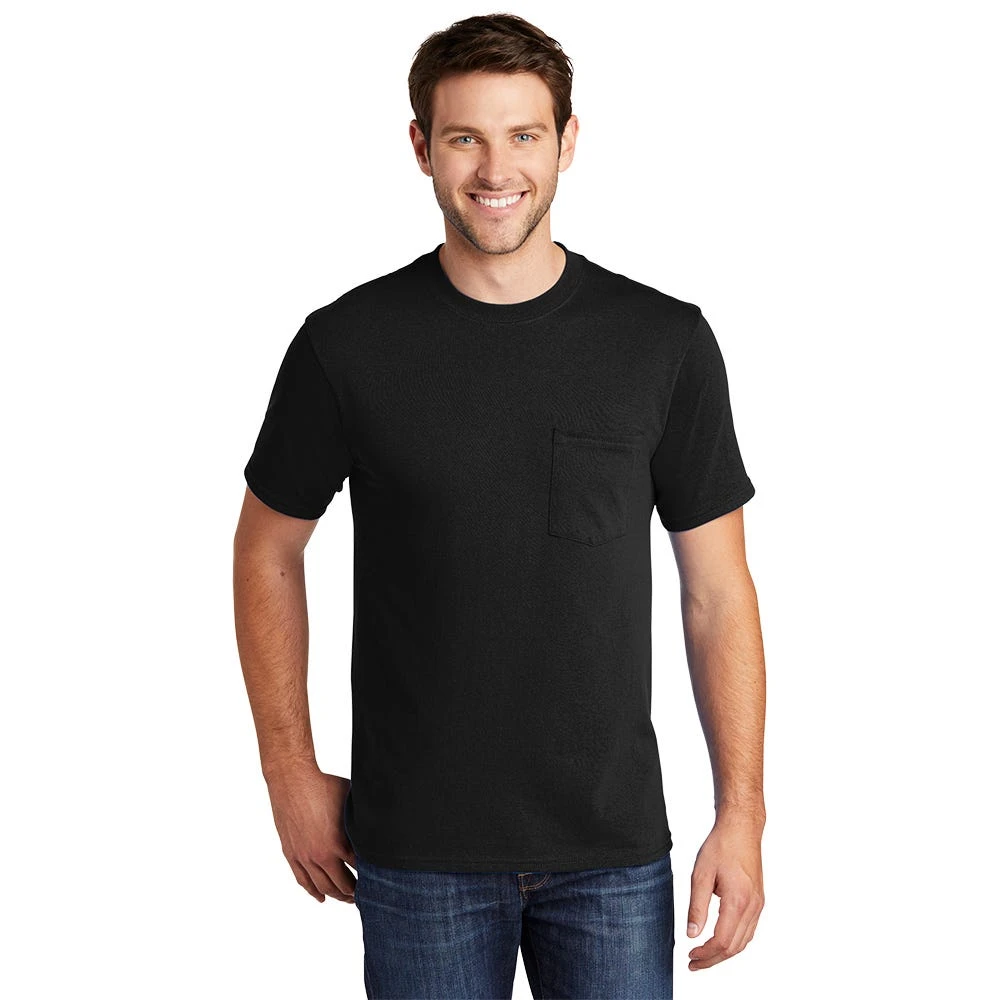 Port & Company Shirt: Men's PC54P JB Jet Black Core Cotton Pocket Tee 5 Port & Company Shirt: Men's PC54P JB Jet Black Core Cotton Pocket Tee - Image 3