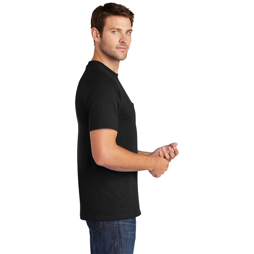 Port & Company Shirt: Men's PC54P JB Jet Black Core Cotton Pocket Tee 6 Port & Company Shirt: Men's PC54P JB Jet Black Core Cotton Pocket Tee - Image 4