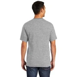 Port & Company Shirts: Men's PC55 AH Athletic Heather Core Blend Tee -Work Clothes Store pc55 athleticheather model back
