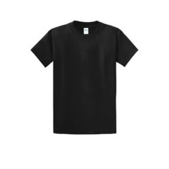 Port & Company Shirts: Men's Black PC61 JBK Cotton Essential Tee Shirt -Work Clothes Store pc61 jetblack flat front