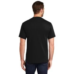 Port & Company Shirts: Men's Black PC61 JBK Cotton Essential Tee Shirt -Work Clothes Store pc61 jetblack model back