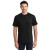 Port & Company Shirts: Men's Black PC61 JBK Cotton Essential Tee Shirt -Work Clothes Store pc61 jetblack model front