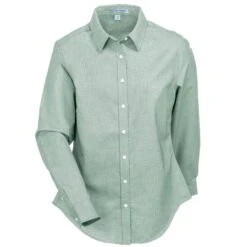 Port Authority Shirts: Women's L658 GRN SuperPro Green Oxford Shirt -Work Clothes Store port authority l658 grn f 01