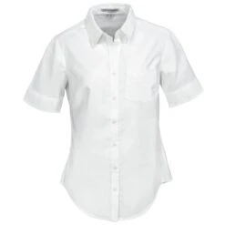 Port Authority Shirts: Women's L659 WHT White SuperPro Oxford Short-Sleeve Shirt -Work Clothes Store port authority l658 wht f 01