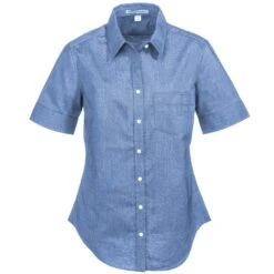Port Authority Shirts: Women's L659 NVY Navy Blue SuperPro Oxford Short-Sleeve Shirt 7 Port Authority Shirts: Women's L659 NVY Navy Blue SuperPro Oxford Short-Sleeve Shirt -Work Clothes Store port authority l659 nvy f 01