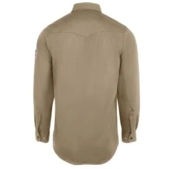 Bulwark Shirts: Men's SES2 TN Flame-Resistant Long Sleeve Tan Work Shirt -Work Clothes Store ps bw ses2tn b