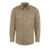 Bulwark Shirts: Men's SES2 TN Flame-Resistant Long Sleeve Tan Work Shirt -Work Clothes Store ps bw ses2tn f