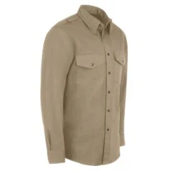 Bulwark Shirts: Men's SES2 TN Flame-Resistant Long Sleeve Tan Work Shirt -Work Clothes Store ps bw ses2tn l