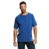 Ariat Rebar Shirts: Men's 10025377 Metal Blue Rebar Cotton Strong Short Sleeve T-Shirt -Work Clothes Store s19 mns work 10025377 front
