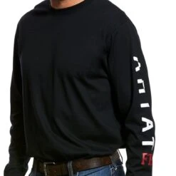 Ariat FR Shirts: Men's 10026434 Black Roughneck Skull Logo T-Shirt -Work Clothes Store s19 mns work 10026434 detail01