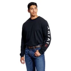 Ariat FR Shirts: Men's 10026434 Black Roughneck Skull Logo T-Shirt