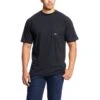 Ariat Rebar Shirt: Men's 10025372 Black Rebar Cotton Strong T-Shirt 2 Ariat Rebar Shirt: Men's 10025372 Black Rebar Cotton Strong T-Shirt -Work Clothes Store s19 mns work sullivan 10025372 front