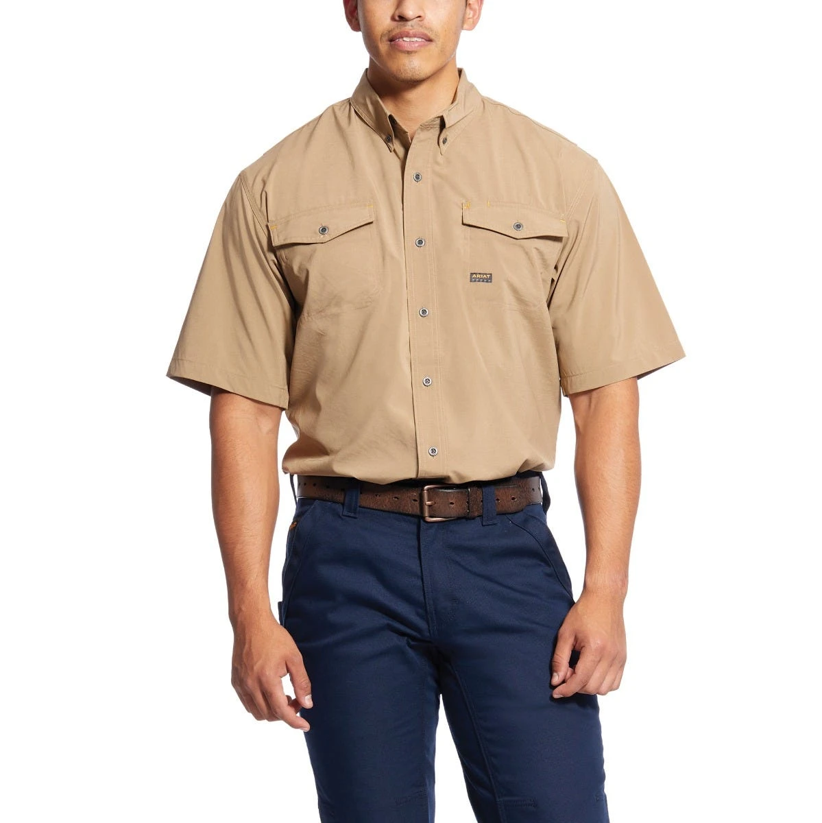Ariat Rebar Shirts: Men's 10025384 Khaki VentTEK DuraStretch Tough Work Shirt 3 Ariat Rebar Shirts: Men's 10025384 Khaki VentTEK DuraStretch Tough Work Shirt