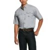 Ariat Rebar Shirts: Men's 10031024 Charcoal VentTEK DuraStretch Tough Work Shirt -Work Clothes Store s20 mns work gaglione 10031024 front