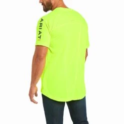 Ariat Rebar Shirts: Men's 10031037 Neon Lime Heat Fighter T-Shirt 7 Ariat Rebar Shirts: Men's 10031037 Neon Lime Heat Fighter T-Shirt -Work Clothes Store s21 mns work 10031037 back