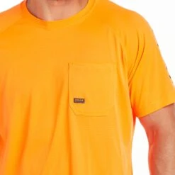 Ariat Rebar Shirts: Men's 10031040 Neon Orange Heat Fighter T-Shirt -Work Clothes Store s21 mns work 10031040 9224