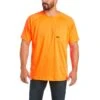 Ariat Rebar Shirts: Men's 10031040 Neon Orange Heat Fighter T-Shirt -Work Clothes Store s21 mns work 10031040 front