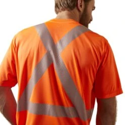 Ariat Rebar Workwear: Men's 10039195 Hi-Vis Orange ANSI T-Shirt -Work Clothes Store s22 mns work 10039195 back