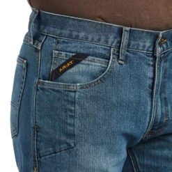 Ariat Rebar Jeans: Men's 10039288 Edgewood Rebar M5 Basic Stackable Straight Leg Jeans -Work Clothes Store s22 mns work 10039288 detail01