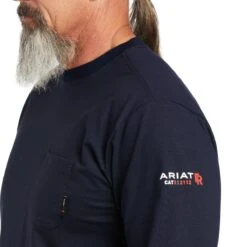 Ariat Shirts: Men's 10039294 Navy USA FR Stretch Logo T-Shirt -Work Clothes Store s22 mns work 10039294 detail02