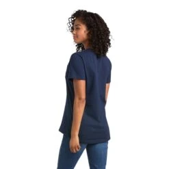 Ariat Rebar Shirts: Women's 10039484 Navy Eclipse Cotton Strong T-Shirt -Work Clothes Store s22 wms work 10039484 back
