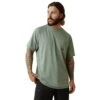 Ariat Rebar Shirts: Men's 10043541 Lily Pad Periscope Rebar Heat Fighter T-Shirt -Work Clothes Store s23 mns work 10043541 front