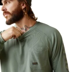 Ariat Rebar Shirts: Men's 10043543 Lily Pad Periscope Rebar Heat Fighter Long Sleeve T-Shirt -Work Clothes Store s23 mns work 10043543 detail02