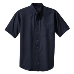 Port Authority Shirts: Men's Classic Navy S500T CNV Short Sleeve Twill Shirt -Work Clothes Store s500t classicnavy front fs06