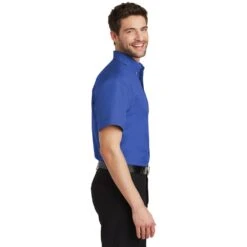 Port Authority: Men's Faded Blue S500T FDB Short Sleeve Twill Pocket Shirt -Work Clothes Store s500t fadedblue model side 082018