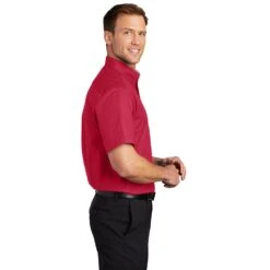 Port Authority Shirts: S508 RED Men's Red Short Sleeve Shirt 10 Port Authority Shirts: S508 RED Men's Red Short Sleeve Shirt -Work Clothes Store s508 redlightstone model side