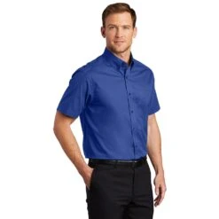 Port Authority Shirts: Men's Royal Blue Short Sleeve Shirt S508 RYL -Work Clothes Store s508 royalclassicnavy model 3q