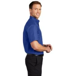 Port Authority Shirts: Men's Royal Blue Short Sleeve Shirt S508 RYL -Work Clothes Store s508 royalclassicnavy model side
