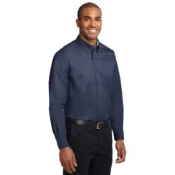 Port Authority Shirts: Men's Navy S608 NVY Easy Care Woven Shirt -Work Clothes Store s608 navy model 3q 072014