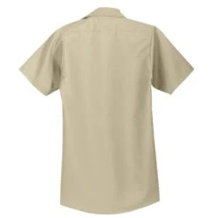 Red Kap Shirt: Men's SP24LT Light Tan Short Sleeve Industrial Work Shirt -Work Clothes Store sp24 lighttan flat back