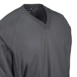 Sport-Tek Shirts: Men's JST72 GGY V-Neck Graphite Grey Raglan Wind Shirt -Work Clothes Store sport tek jst72 ggy cd 01