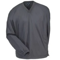 Sport-Tek Shirts: Men's JST72 GGY V-Neck Graphite Grey Raglan Wind Shirt -Work Clothes Store sport tek jst72 ggy f 01