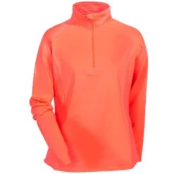 Sport-Tek Sweatshirts: Women's LST850 HTC Sport-Wick Hot Coral 1/2 Zip Pullover Sweatshirt -Work Clothes Store sport tek lst850 htc f 01